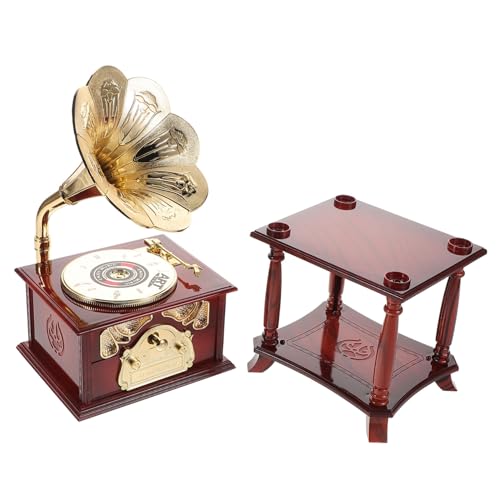 ibasenice Grammophon Spieluhr Klassische Tischdekoration Klassische Schreibtischdekoration Retro Schreibtischdekoration Antike Schreibtischdekoration Retro Tischdekoration Metall von ibasenice