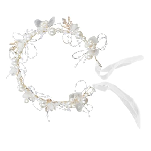 ibasenice Haarschmuck Blumen Perlen Stirnband Hochzeit Braut Accessoire für Mädchen Weiches Langlebiges Kopfschmuck für Geburtstag Party Foto Shooting Geschenkidee von ibasenice
