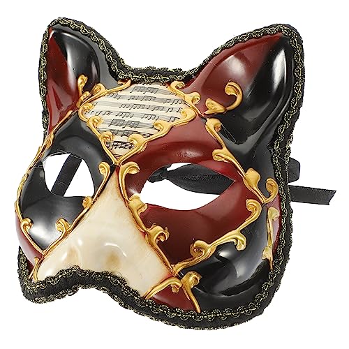 ibasenice Halbgesichtige Raubkatzenmaske Tiermaske Halloween-Maske Maskerade Katzenmaske halloween costume halloween kleidung Halloween-Fuchsmaske halbgesichtige Fuchsmaske Plastik rot von ibasenice