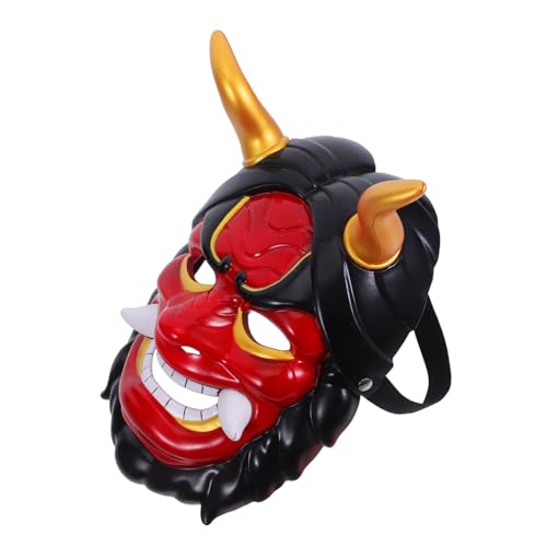 ibasenice Halloween Dämonenmaske Vollgesichts Samurai Maske mit Hörnern Leichtes Atmungsaktives Cosplay für Halloween-party und Festival Japanisches Tengu-design für Erwachsene von ibasenice