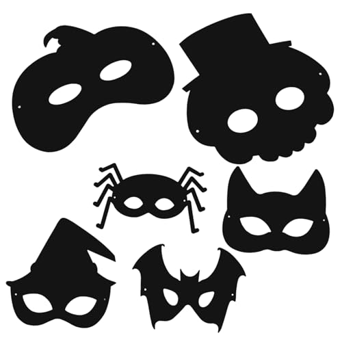 ibasenice Halloween Kratzpapier Masken Set für DIY Regenbogen Kratzbilder Basteln Halloween Party Bastelset für Jungen und Mädchen Kinderfreundliche Handwerksmasken zum Selbstgestalten von ibasenice