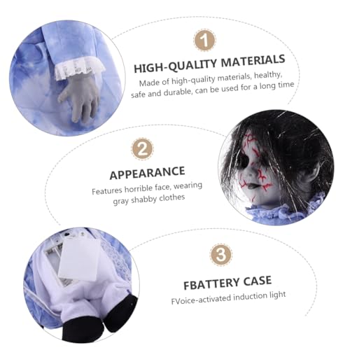 ibasenice Halloween Voice Aktivierte Gruselige Geisterpuppe mit Leuchtenden Augen und Automatischem Gehen Halloween Deko für Haunted House Party Requisite Schadstofffrei ohne Batterie von ibasenice