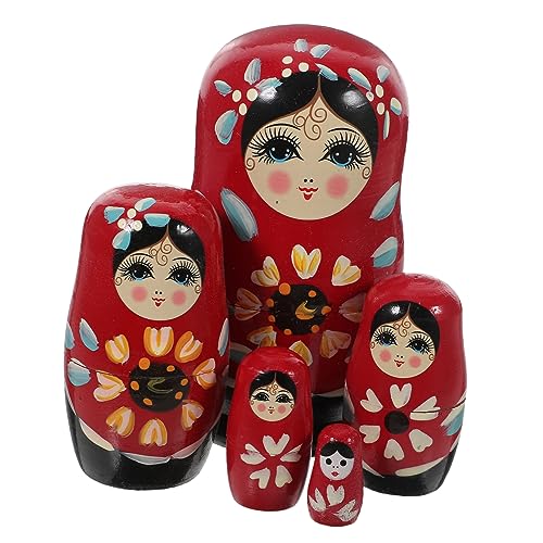 ibasenice Handbemalte Russische Holz Puppen Teiliges Nesting Toys aus Umweltfreundlichem Material Bunte Klassische Russische Schachtelpuppe Dekorativ und Pädagogisch von ibasenice