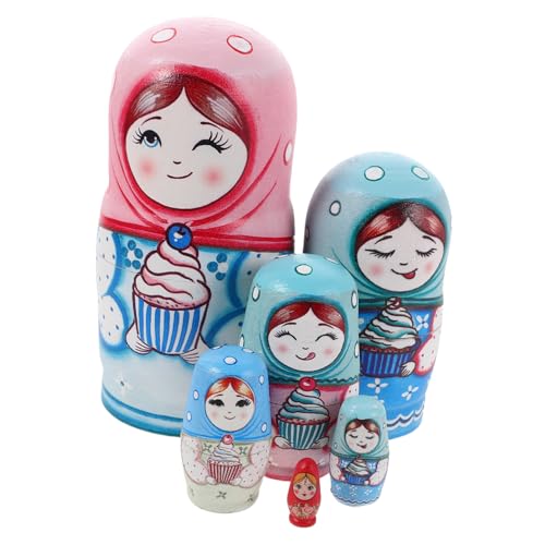 ibasenice Handgefertigte Russische Matryoshka Puppen Schichten Holzspielzeug Handbemalt Leicht Tragbar Traditionelles Nesting Dolls Set für Familieninteraktion und Wohnkultur von ibasenice