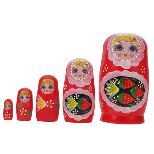 ibasenice Handgefertigtes Russisches Matroschka-Set Bunte Handbemalte Holz-Puppen mit Fröhlichem Erdbeer-Motiv Stapelbare Deko für Familien ibasenice Handgefertigtes Russisches Matroschka-Set Bunte Handbemalte Holz-Puppen mit Fröhlichem Erdbeer-Motiv Stapelbare Deko für Familien von ibasenice