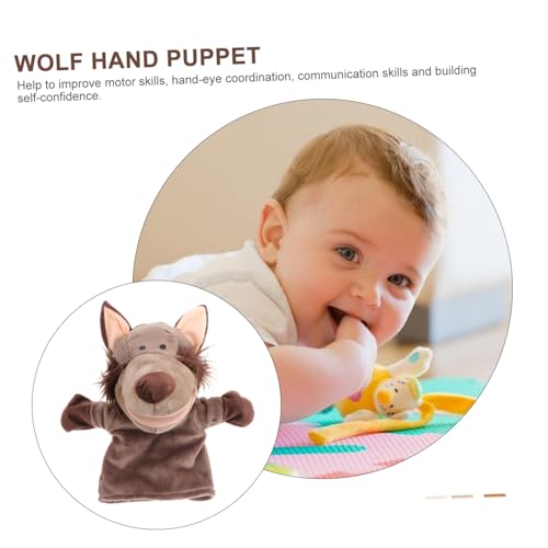 ibasenice Handpuppe Wolf Plüsch Tier Kuscheliger Storytelling für Motorikfördernd Weiches Stofftier für Rollenspiele und Hand Auge koordination von ibasenice