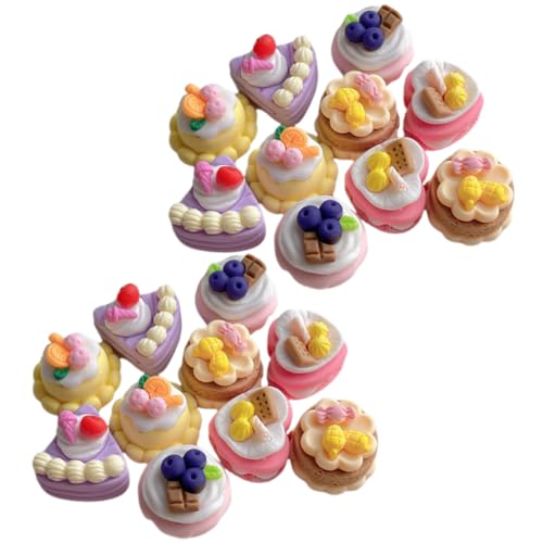 ibasenice Harz Dessert Charms DIY Bastelset Für Haarklammern Und Telefonhüllen Inklusive Macaron Farben Schokoladenkuchen Erdbeertorte Apfelkuchen Und Herz Cookies von ibasenice