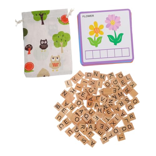 ibasenice Holz Buchstaben Puzzle Lernspielzeug für Vorschulkinder Pädagogisches Montessori Spiel zur Worterkennung Kognitives Training und Hand Auge Koordination Buntes Alphabet für Frühe von ibasenice