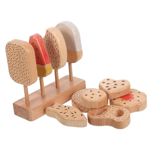 ibasenice Holz Eiscreme und Donut Spielset für Realistisches Robustes aus Holz mit EIS Donuts und Ei Vielseitig Leicht zu Reinigen für Rollenspiele und Partydekoration von ibasenice
