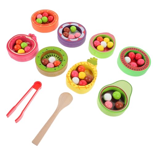 ibasenice Holz Farbklassifizierungsbecher mit Früchtemotiv Stabiles Montessori Lernspielzeug für Farberkennung Sortierspiel und Feinmotorikförderung Geeignet für Kindergarten und Vorschule von ibasenice