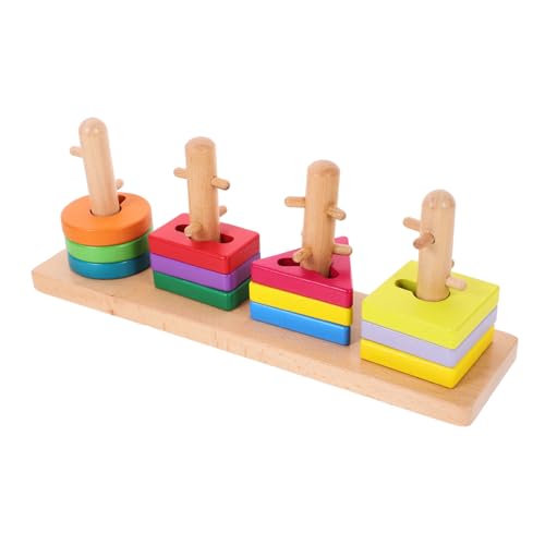 ibasenice Holz Geometrische Form Bauklötze Lernspielzeug Teiliges Set Intelligenz Puzzle Hand Koordination Montessori Pädagogisch von ibasenice