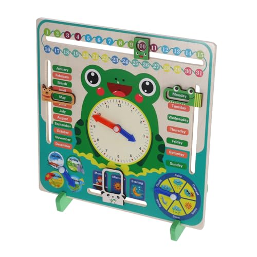 ibasenice Holz Lernuhr und Kalender für Kognitives Montessori Lehrmittel Frosch Design Fördert und Datumsverständnis Interaktives Lernspielzeug für Vorschule und Kindergarten ibasenice Holz Lernuhr und Kalender für Kognitives Montessori Lehrmittel Frosch Design Fördert und Datumsverständnis Interaktives Lernspielzeug für Vorschule und Kindergarten von ibasenice