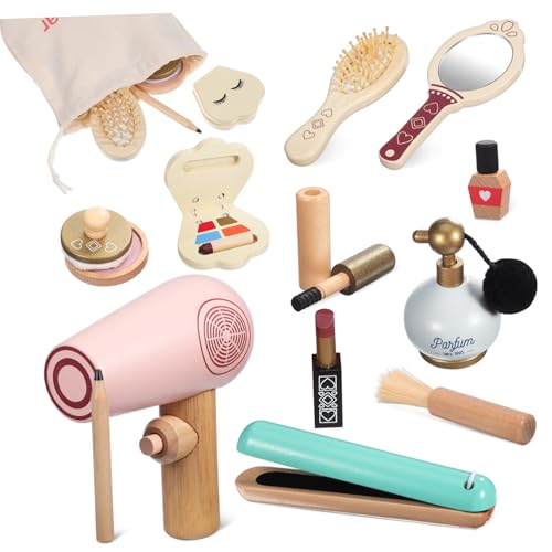 ibasenice Holz Schminkset für Mädchen Teiliges Make Up Spielzeugset mit Langlebigen Sicheren Kosmetikaccessoires für Fantasievolles Rollenspiel und Kreatives Kinderspiel von ibasenice