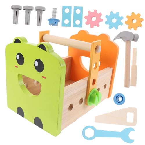 ibasenice Holz Werkzeugkoffer Spielset für Pädagogisches Montessori Lernspielzeug Sicherer Holzbaukasten mit Schraubendreher Kreatives Reparaturset als für Jungen und Mädchen von ibasenice