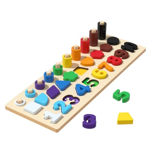 ibasenice Holz Zahlenspielzeug Puzzle Spiel für Kleinkinder Lernspiel Zahlen und Farberkennung Sicheres Holzmaterial für Vorschule und Kindergarten von ibasenice