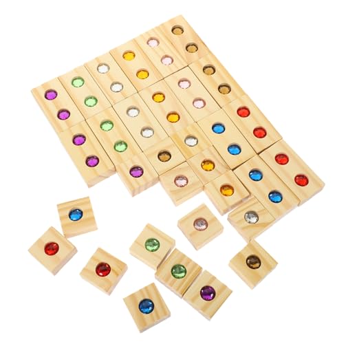 ibasenice Holzbausteine Edelstein Würfel Stapelspielzeug Bunt Sicher Langlebig Pädagogisch für Eltern Junge Mädchen Spiel Lernbausteine Montessori Design von ibasenice