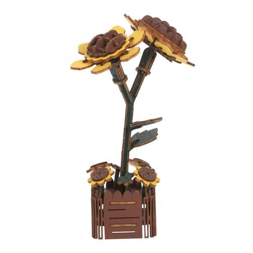 ibasenice Holzblumen Puzzle DIY Sonnenblume Bausatz Holz Bouquet Bastelset Kreatives Holzpuzzle für Wohnkultur Bürodekoration Geschenk von ibasenice