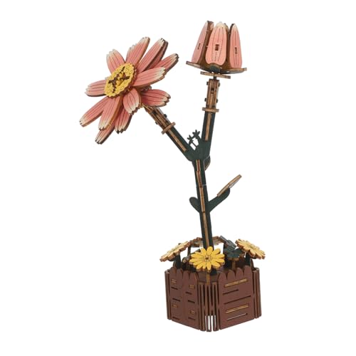 ibasenice Holzblumen Puzzle mit Vase DIY Holzblumen Bastelkit für Kreative Dekoration Entspannendes Handwerksprojekt Vielseitig für Zuhause Büro und Geschenk von ibasenice