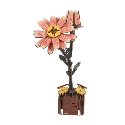 ibasenice Holzblumen Puzzle mit Vase DIY Holzblumen Bastelset für Erwachsene und Dekoratives Langlebiges Margeriten Blumenbouquet Kreatives Lernspielzeug für Zuhause und Büro von ibasenice