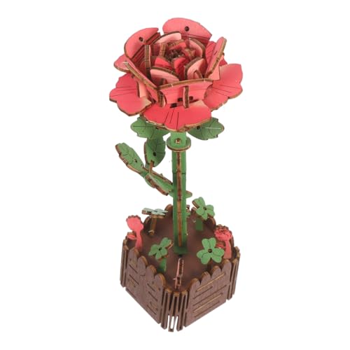 ibasenice Holzblumen Puzzle mit Vase DIY Pflanzenmodell Bausatz für Erwachsene Entspannendes Holzblumen Steckspiel Kreatives Geschenk für Valentinstag und Wohnraumdeko von ibasenice