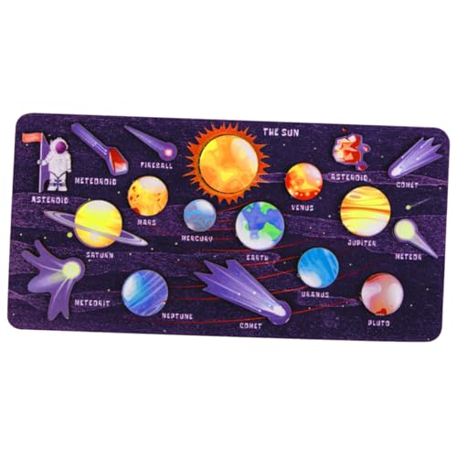ibasenice Holzpuzzle Planeten Solar System für Lernspiel mit Farbigen Planeten Fördert Gedächtnis Form und Farberkennung Pädagogisches Weltraumspielzeug Handliche Sicher von ibasenice