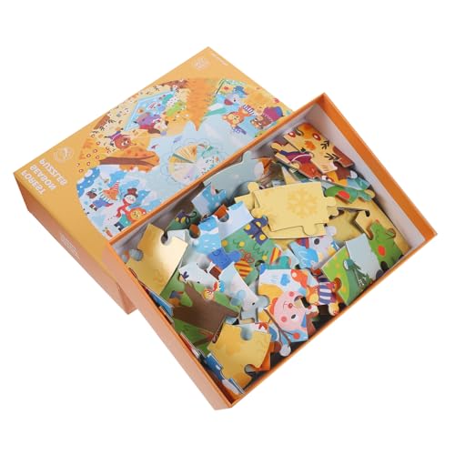 ibasenice Holzpuzzle Rundes Waldtiere aus Holz Lernspielzeug Montessori Pädagogisches für Kleinkinder Ab Jahren Holzpuzzle für Frühkindlichen von ibasenice