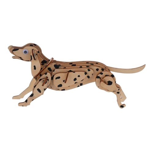 ibasenice Holzpuzzle Welpen Dalmatiner Modellbausatz Hunde Bastelset Tierfigur Hundemodell Puzzle 3D Denkspiel Aus Holz Hund Dalmatiner Bastelset 3D Modell Puzzle Khaki von ibasenice