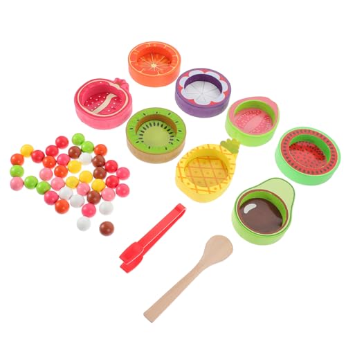 ibasenice Holzsortierspiel mit Bunten Früchte Bällen Lernspielzeug für Kleinkinder Montessori Farbzuordnung Kreatives Matching Cup Spiel Vorstellungskraft und Feinmotorik von ibasenice