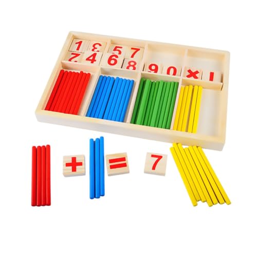 ibasenice Holzspielzeug Rechenstäbe Mathe Lernset Kindergarten Lernhilfe Kognitive Sicher Umweltfreundlich Fein Verarbeitet Pädagogisch Multifunktional von ibasenice