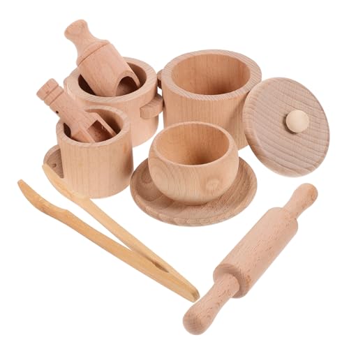 ibasenice Spielzeug-teeservice Für Mädchen Jungen Und Mädchen Spielset Holz-teeservice Für Kleinkinder Rollenspiel Pädagogisch von ibasenice