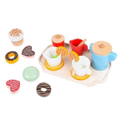 ibasenice Dessert-Set Zum Rollenspiel Teeservice Für Jungen Und Mädchen Spielzeugset Für Nachmittagstee Teeparty-Set Aus Holz Für Kleinkinder Und Mädchen von ibasenice