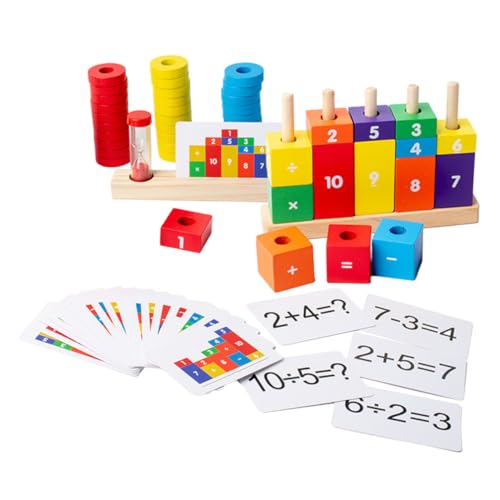 ibasenice Holzspielzeug Zahlenrechenblöcke Montessori Lernspielzeug für Jahre Pädagogisches Mathematikspiel mit Zahlen und Rechenzeichen Fördert Zählfähigkeit und Feinmotorik von ibasenice