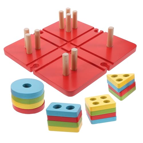 ibasenice Holzspielzeug für Junge Mädchen Geometrische Formen Sortierspiel Bunte Holzblöcke Sicher und Langlebig Fördert Feinmotorik Farb und Formerkennung Pädagogisches Lernspielzeug für von ibasenice