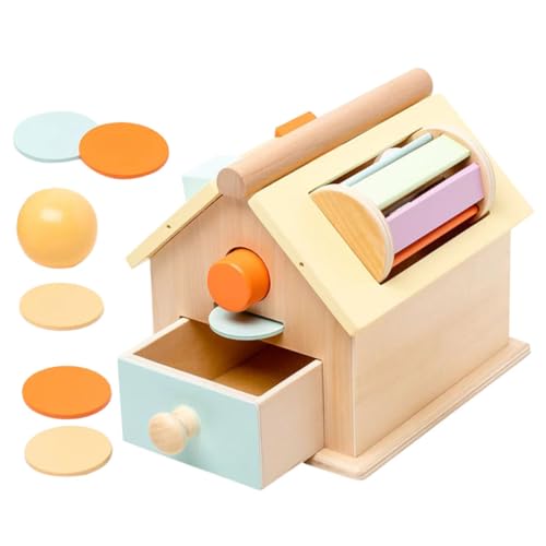 ibasenice Holzspielzeug für Kleinkinder Montessori Lernspielzeug Pädagogische Wurf und Münzbox für Jahre Motorische Handgefertigt aus Natürlichem Holz Sicher und Langlebig für Frühe von ibasenice