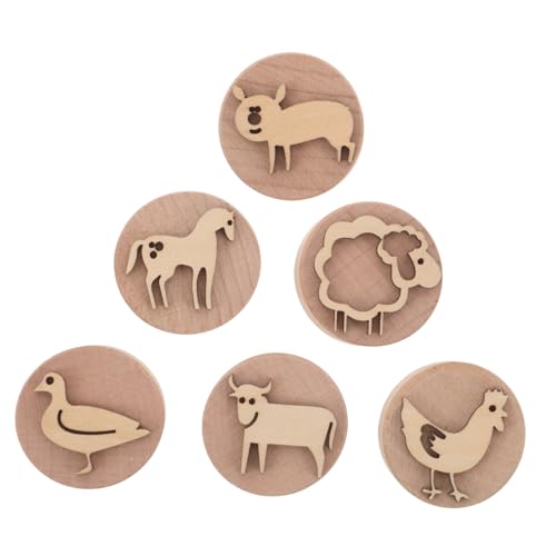 ibasenice Holzstempel-Set mit Niedlichen Tiermotiven Leichte Tonmodellier-Stempel für Kreatives Basteln Ergonomisch Geformt für Vorschulkinder Sicheres Material für Frühe Lernförderung von ibasenice