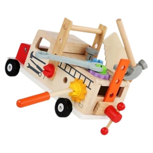 ibasenice Holzwerkzeugkasten für Teiliges Pädagogisches Spielzeugset Stabiles Holzmaterial Sicher und Langlebig Fördert Kreativität und Feinmotorik für Jungen und Mädchen von ibasenice