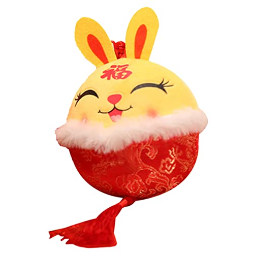 ibasenice Kaninchen-Anhänger Tiere ausgestopft Hase gefüllte Puppe Plüsch Chinese New Year Rabbit Hasen Kuscheltier Kaninchen-Maskottchen-Puppe Kaninchen-Puppen-Anhänger Stoff Yellow von ibasenice
