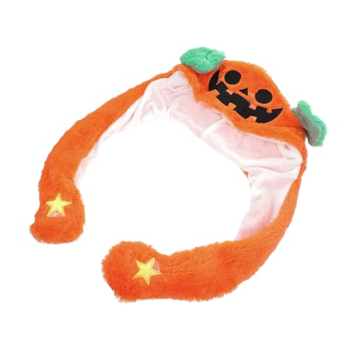 ibasenice -Kappe beweglicher Hut des Halloween-Ohrs plüschiger Kürbishut lustig Halloween-Plüschmütze Kinderhaube Hut mit springenden Ohren bewegliche Ohrmuscheln PP Baumwolle Orange von ibasenice