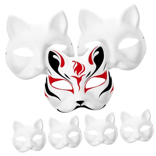 ibasenice Katzengesichtsmaske Handbemalt Blanko Maske Halloween Und Cosplay Accessoire von ibasenice