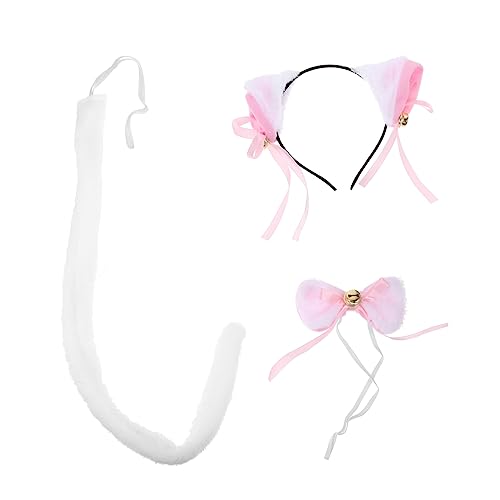 ibasenice Katzenohren Haarreif mit Schleife und Plüsch Cosplay Accessoire Niedliches Teiliges für Halloween Karneval Damen und Mädchen Modischer Tierohren Schmuck von ibasenice