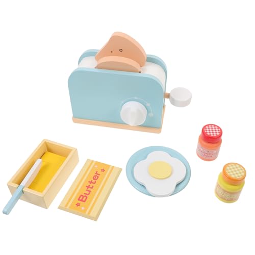 ibasenice Kinderküche Holz Toaster Brotschneider Langlebiges Küchenrollenspiel für Mädchen Pädagogisches Küchenspielzeug zur Farb und Motorikförderung Sicheres Holzspielzeug Set von ibasenice
