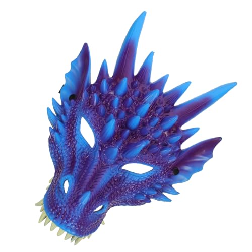 ibasenice Kostüm Drachenmaske Abschlussballgeschenke Grüne Gesichtsmaske Make-Up- Mittelalterliche Fantasy-Drachenmaske Tierkopfmasken Dinosaurierkopfmasken Lila Tierdesignmaske von ibasenice