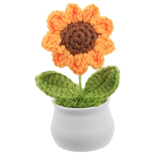 ibasenice Künstliche Sonnenblume aus Handgewebtem Garn Kleine Dekorationspflanze für Büro und Zuhause Langlebige Strickblume für Schreibtisch und Armaturenbrett Bezaubernde Dekoidee ibasenice Künstliche Sonnenblume aus Handgewebtem Garn Kleine Dekorationspflanze für Büro und Zuhause Langlebige Strickblume für Schreibtisch und Armaturenbrett Bezaubernde Dekoidee von ibasenice