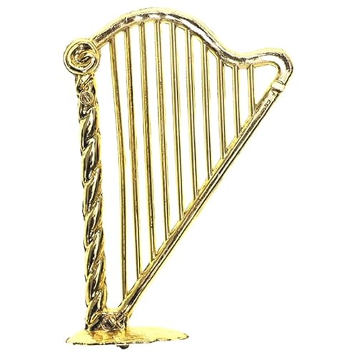 Miniatur-Harfenmodell 1:12 – Goldene Kunststoffpuppenhaus-Musikinstrument-Dekoration, Simulations-Harfe Ornament für Musikbegeisterte und Kinder von ibasenice