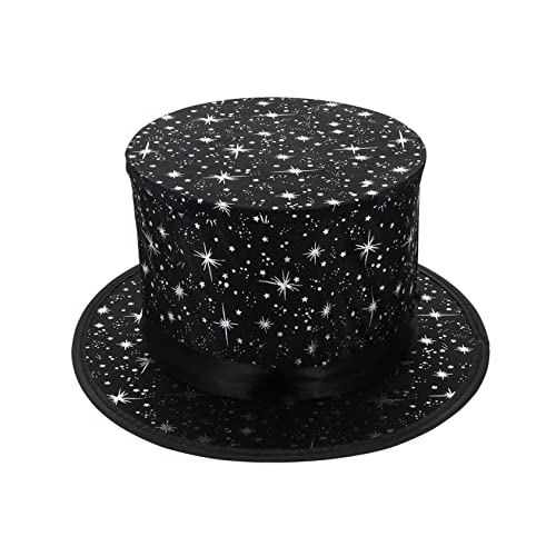 ibasenice Magischer Schwarz mit Sternen für Bühnenauftritte Faltbarer Zaubererhut aus Hochwertigem Stilvolles Halloween Kostüm für Erwachsene und Party von ibasenice