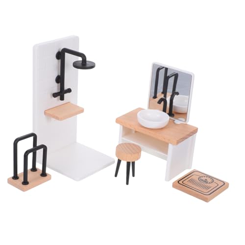 ibasenice Maßstab Badezimmer Dusche Möbel mit Waschbecken Handtuchhalter Hocker für DIY Puppenhaus Dekoration Teiliges von ibasenice