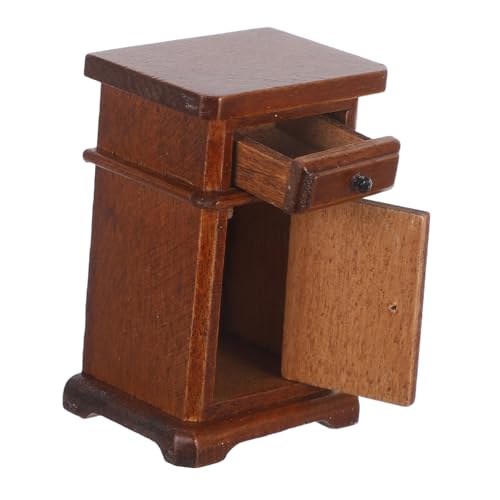 ibasenice Maßstab Holz Nachttisch Vintage Design Stabiles Sideboard als Schlafzimmer Beistelltisch für Puppenhaus Deko Vielseitiger Kleiner Schrank für Miniatur Zimmer Accessoires von ibasenice