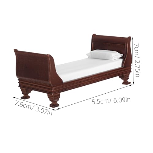 ibasenice Maßstab Puppenhausmöbel Vintage Einzelbett DIY Stabiles Kleines Schlafzimmermöbel Modell für Puppenhaus Schlafzimmerzubehör von ibasenice