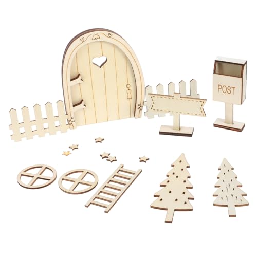 ibasenice 1 Set Mini Holz Fee Tür Kit Lackierbar Märchen Handwerk Tür Für Puppenhaus von ibasenice