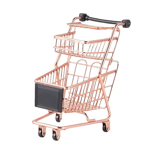 ibasenice Mini Einkaufswagen Doppelstöckiger Trolley Realistischer Kaufladen Wagen Lernspielzeug für Mädchen und Jungen Fördert Fantasie und Farbenerkennung von ibasenice
